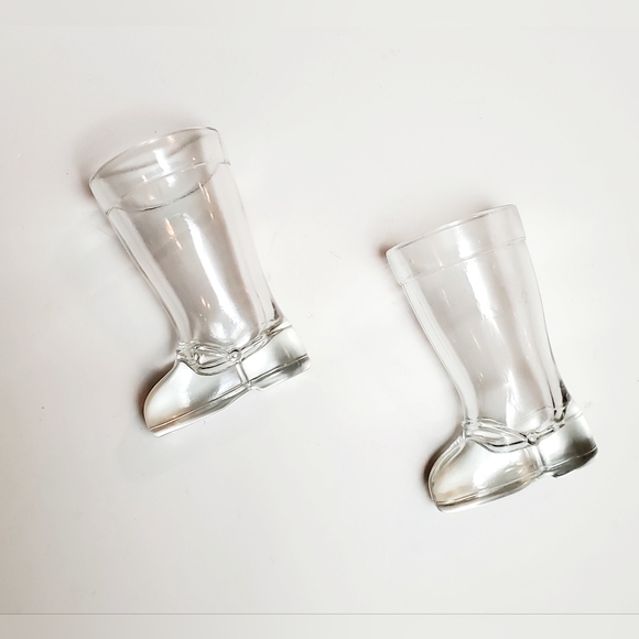 MCM Mod Dep Clear Boot Set of 2 Shot Liqueur Glasses - Picture 6 of 6